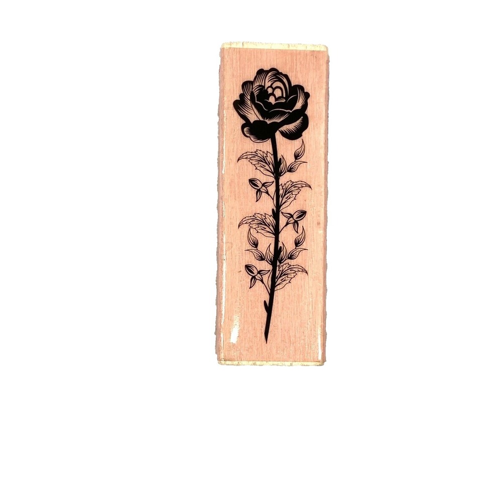 NEW studio g‎ crafting wooden rubber stamp rose with stem